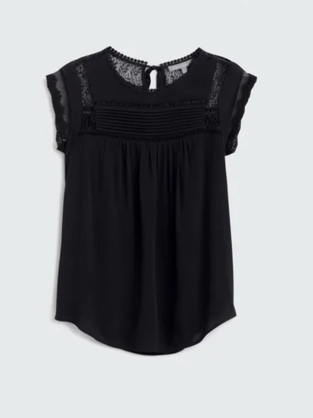 Daniel Rainn Black Lace Yoke Flutter-Sleeve Blouse